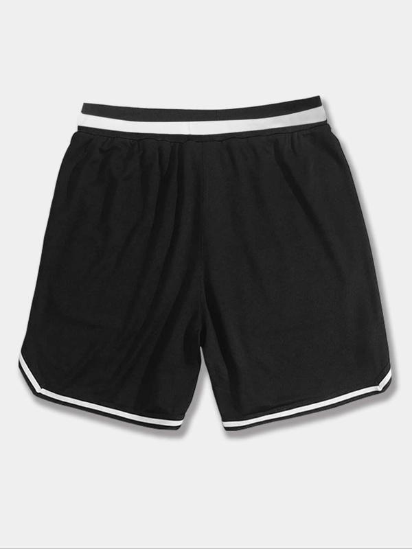 Men's Contrast Binding Drawstring Waist Shorts, Loose Casual Street Colorblock Mesh Shorts for Summer, Men's Bottoms for Daily Wear