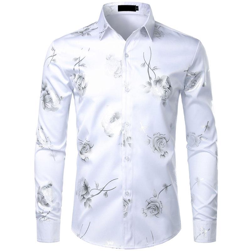 ZEROYAA Mens Hipster Solid Slim Fit Long Sleeve Mandarin Collar Dress Shirts