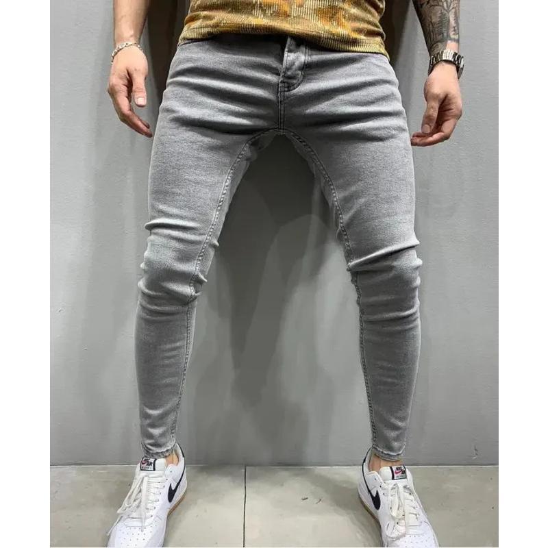 Ripped Jeans Men Stretch Skinny Grey Blue Black Hip Hop Denim Trousers Streetwear Casual Slim Fit Jeans for Men Jogging jean