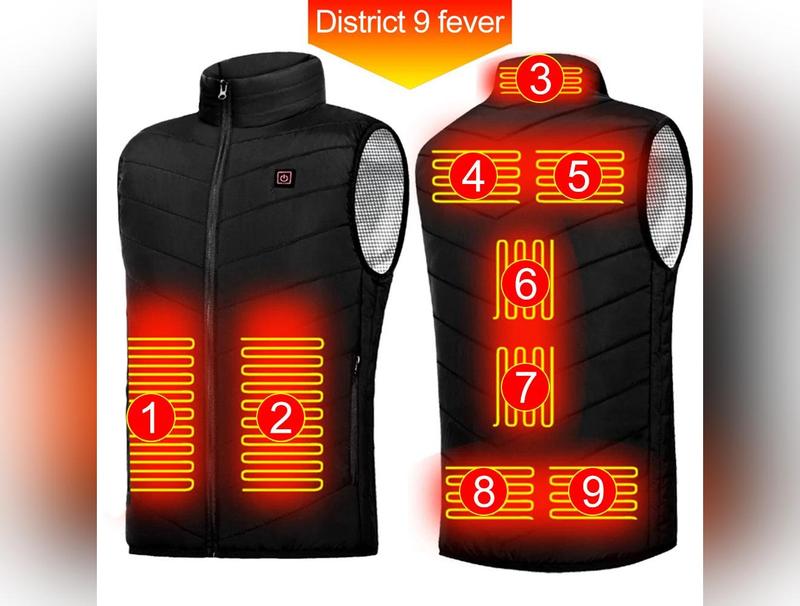 9 Heated Vest Zones Electric Heated Jackets Men Women Sportswear Heated Coat Windproof Heat Coat USB Heating Jacket for Camping