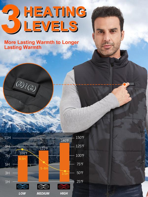 Heated Vest For Men Women With Camouflage Pattern , Mens Dual Control Switch Heated Jacket  -6 Heating Zones(Battery Not Included)