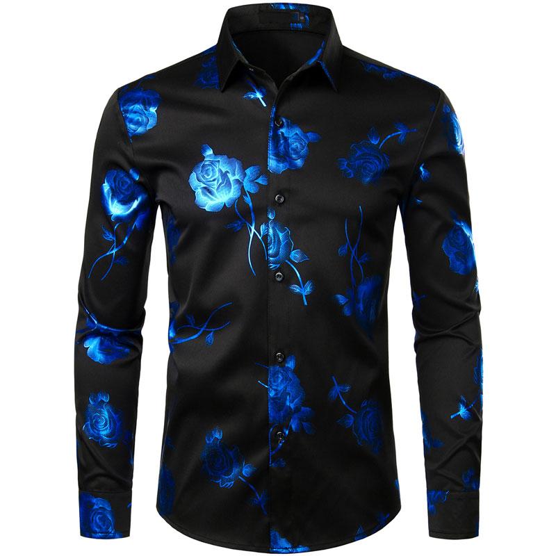 ZEROYAA Mens Hipster Solid Slim Fit Long Sleeve Mandarin Collar Dress Shirts