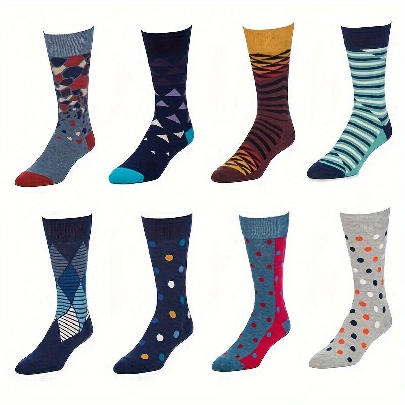 6pairs Men's Random Color Casual Cotton Socks Novelty Funny Colorful Crazy Socks, Men's Socks