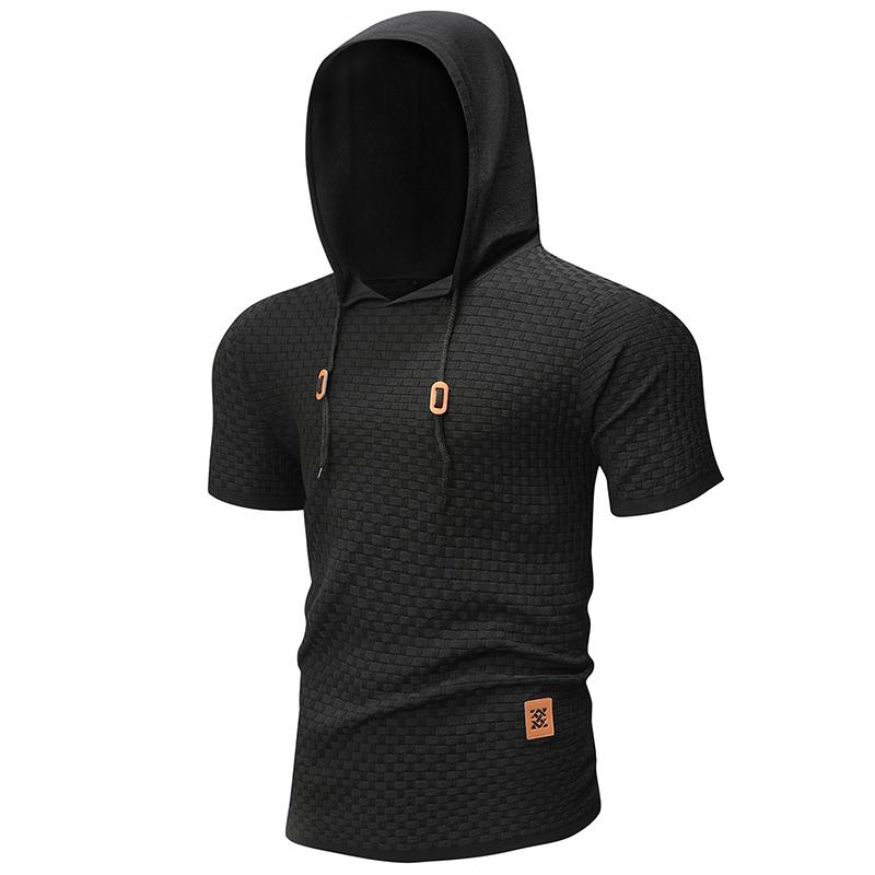 Zaitun Men's Short Sleeve Hoodie Shirt Casual Waffle Knitted Pullover Sweater warm outerwear