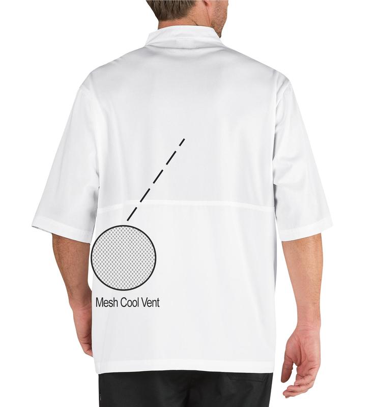 Chef Code | Cool Breeze Back Vent Chef Coat | Short Sleeve Unisex Service Uniform Jacket |