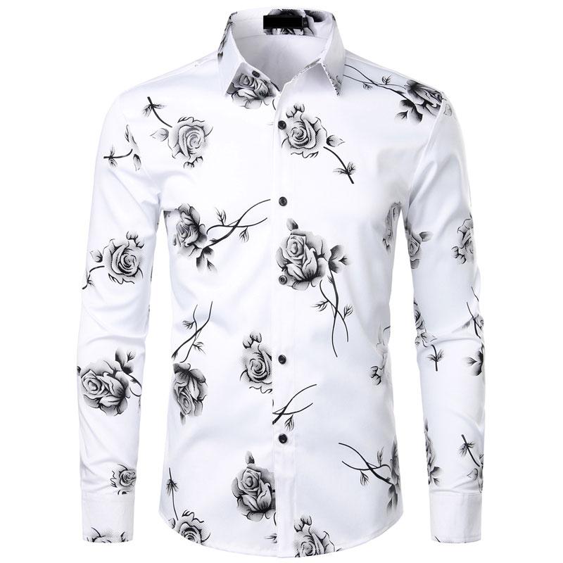 ZEROYAA Mens Hipster Solid Slim Fit Long Sleeve Mandarin Collar Dress Shirts