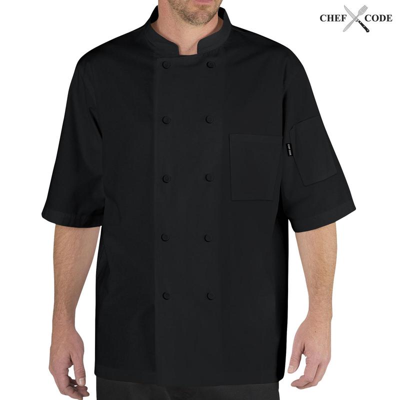 Chef Code | Cool Breeze Back Vent Chef Coat | Short Sleeve Unisex Service Uniform Jacket |