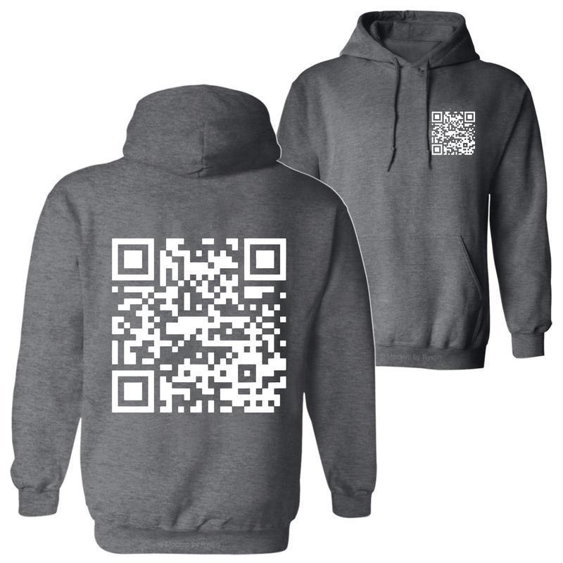 2 Sides Funny FU QR Code Men's Hoodie, QR Code Hoodie, Gifts, Gift For Her, Gift For Him, Classic Fabric Top Unisex Clothing Medium Menswear, All Size