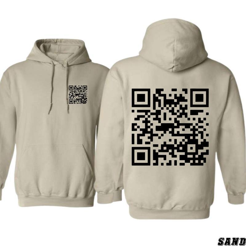 2 Sides Funny FU QR Code Men's Hoodie, QR Code Hoodie, Gifts, Gift For Her, Gift For Him, Classic Fabric Top Unisex Clothing Medium Menswear, All Size