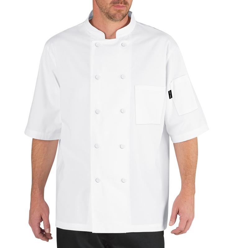 Chef Code | Cool Breeze Back Vent Chef Coat | Short Sleeve Unisex Service Uniform Jacket |