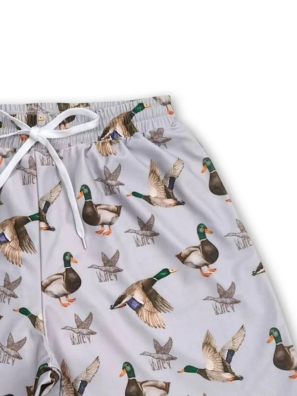 Adult duck summer print Casual beach Swim short trunks （No pockets）