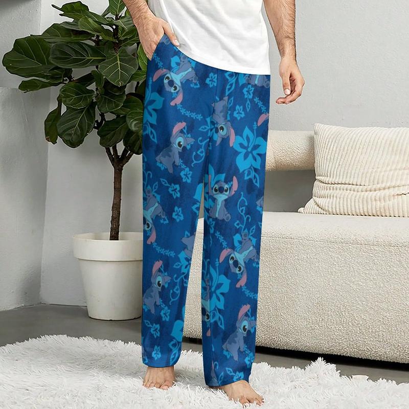 Comfortable Pajamas Stitch Pajama Pants Stylish and Casual Pant with Elastic Waistband for Adult Men and Women Home Wear