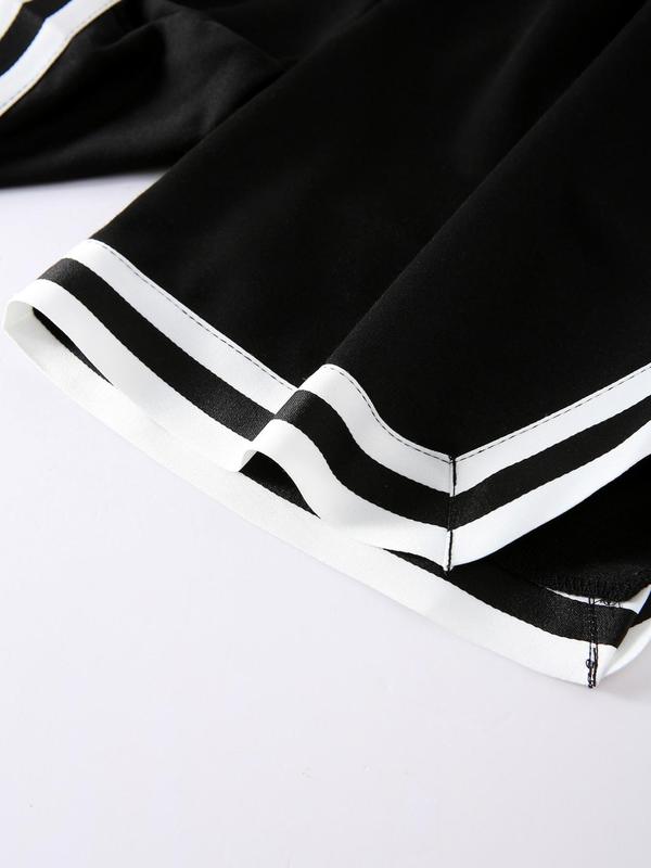 Men's Letter Print Contrast Trim Drawstring Waist Shorts, Casual Regular Fit Pocket Straight Leg Shorts for Summer, Streetwear Bottoms for Men