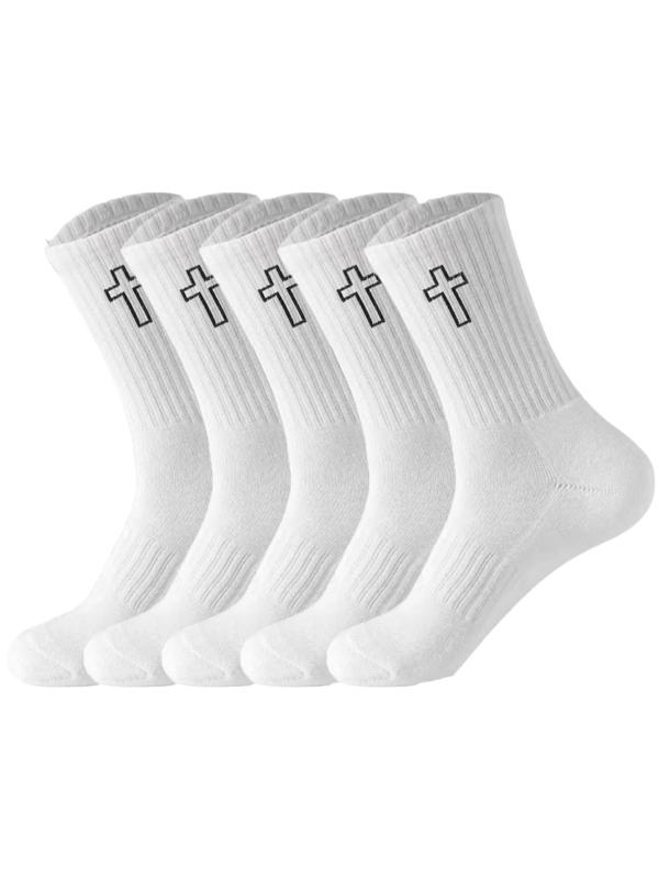 Men's Solid Mid-calf Socks, 20 Pairs Casual Comfortable Breathable Socks for Daily Wear, Men's Socks for All Seasons