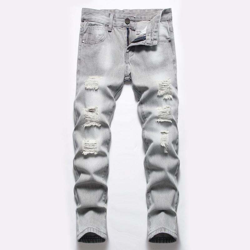 Boy's Skinny Fit Ripped Destroyed Distressed Fashion Youth Men Denim Jeans Pants