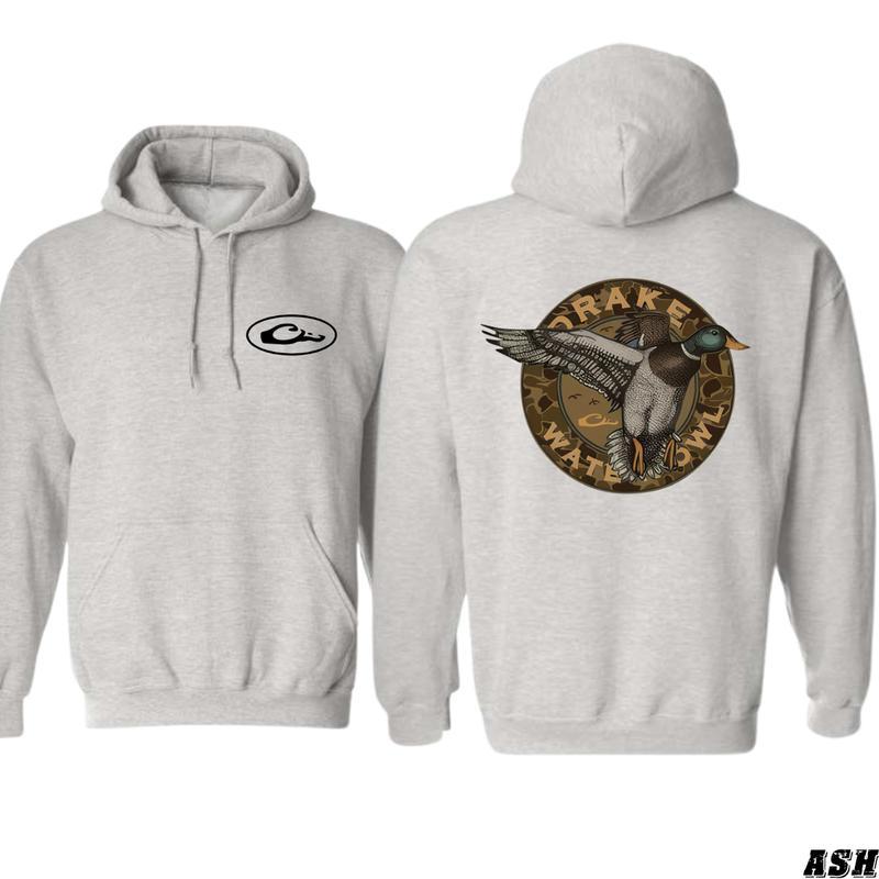 Drake Waterfowl Hoodie, Bold Flying Duck and Camo Design, Perfect for Waterfowl Hunters and Outdoor Enthusiasts, Unisex Hoodie Offering Comfort