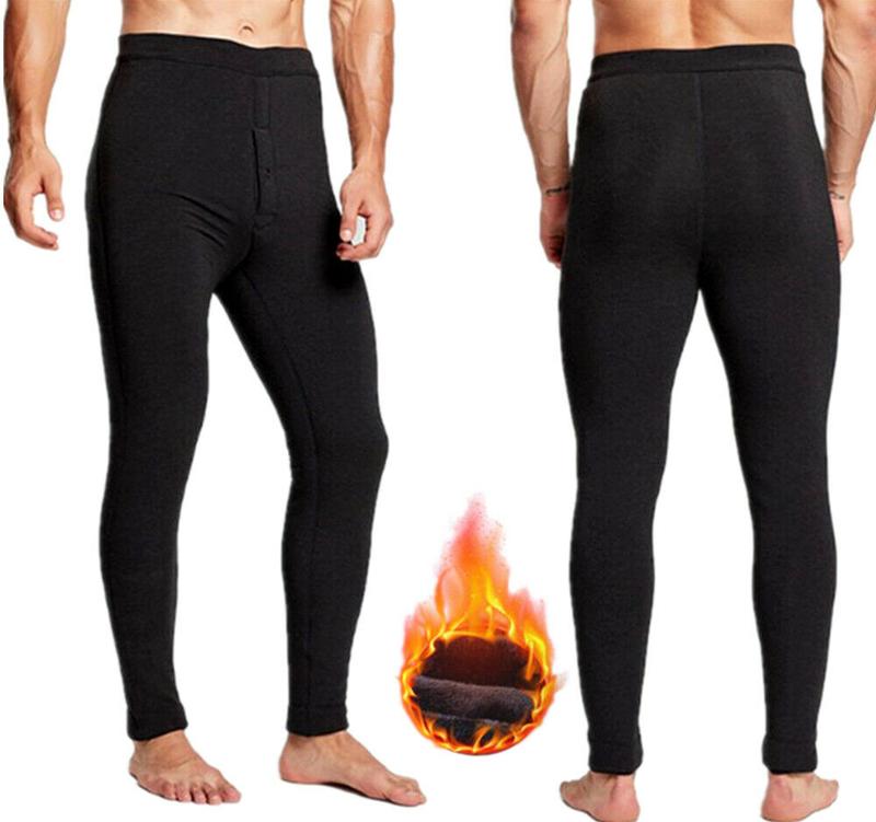 Winter Mens Fleece Lined Elastic Warm Thermal Long Johns Legging Underwear Pants