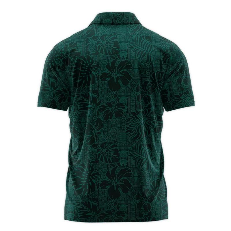 Hibiscus And Tropical Leaves With Tribal Elements Pattern Golf Masters Tournament Callaw.ay Polo Shirt Style Classic Polo Shirt For Men, Gift for Golf Lover