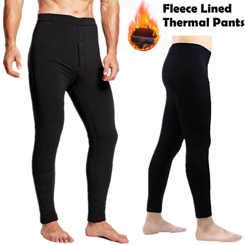 Winter Mens Fleece Lined Elastic Warm Thermal Long Johns Legging Underwear Pants