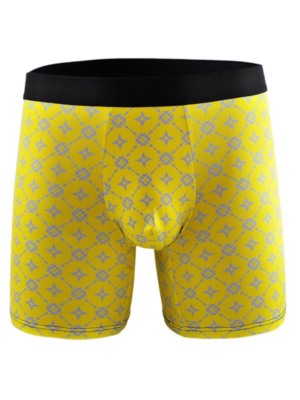 Men's All Over Print Boxer Brief, Breathable Comfy Underwear for Daily Wear, Casual Men's Underwear for All Seasons