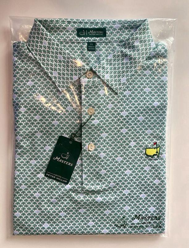 2024 Masters by Peter Millar XL Men's Golf Shirt Green Leaderboard Print Polo