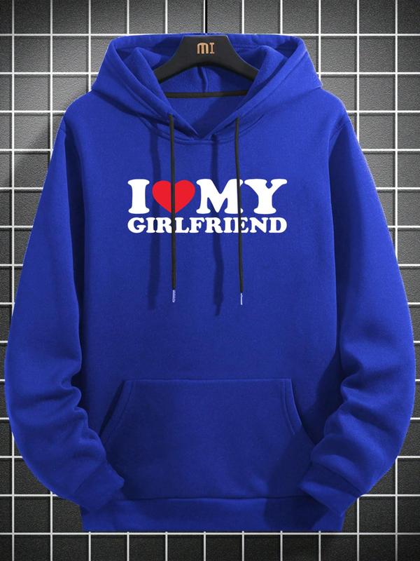 Men's Heart Graphic Long Sleeve Hoodie, Back To School Outfits, Street Regular Fit 