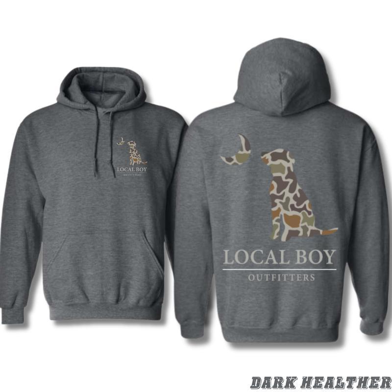 Local Boy Outfitters Hoodie, Classic Camouflage Dog Design Featuring Moon Graphics, Country Boy Clothing, Perfect for Outdoor Enthusiasts and Dog Lovers, T-Shirt, Sweatshirt, Hoodie, Gift for Him, Gift for Her Menswear Sweaters