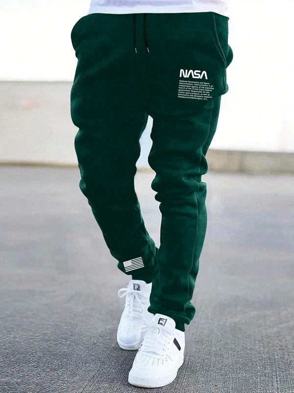 Men's Letter Print Drawstring Waist Sweatpants, Regular Fit Casual Pocket Jogger Pants for Summer, Men's Trousers for Daily Wear