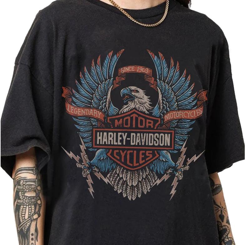 Limited Harley Davidson Electric Eagle 90s Vintage Bootleg Style T-Shirt, Classic Retro Graphic Unisex Tee Gift For Men and Women