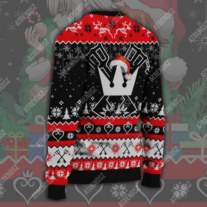 Unifinz Kingdom Hearts Sweater Sora Riku Red Christmas Suit Gifts Black Red Ugly Sweater 2023