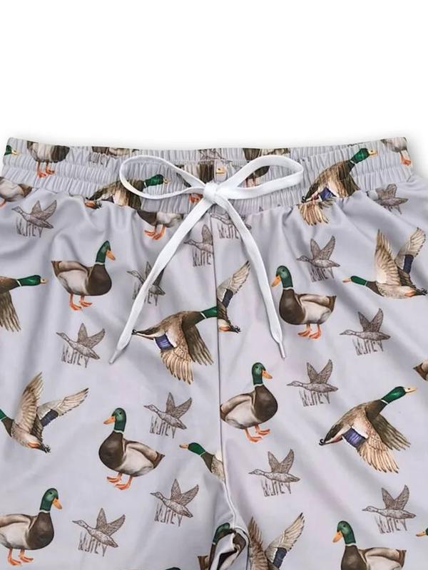 Adult duck summer print Casual beach Swim short trunks （No pockets）