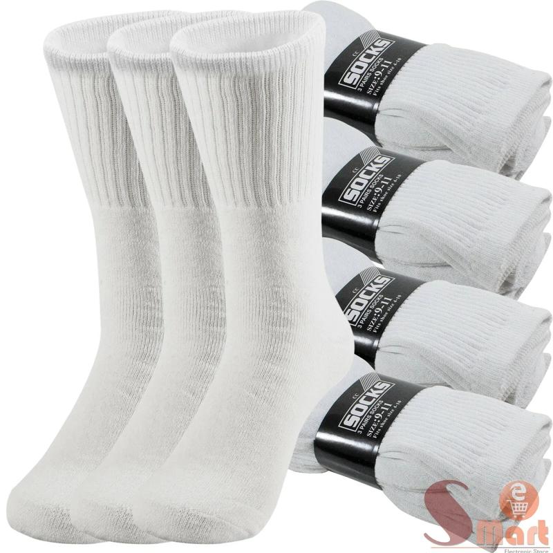 Lot 3-12 Pairs Mens Solid Sports Athletic Work Plain Crew Socks Size 9-11 10-13