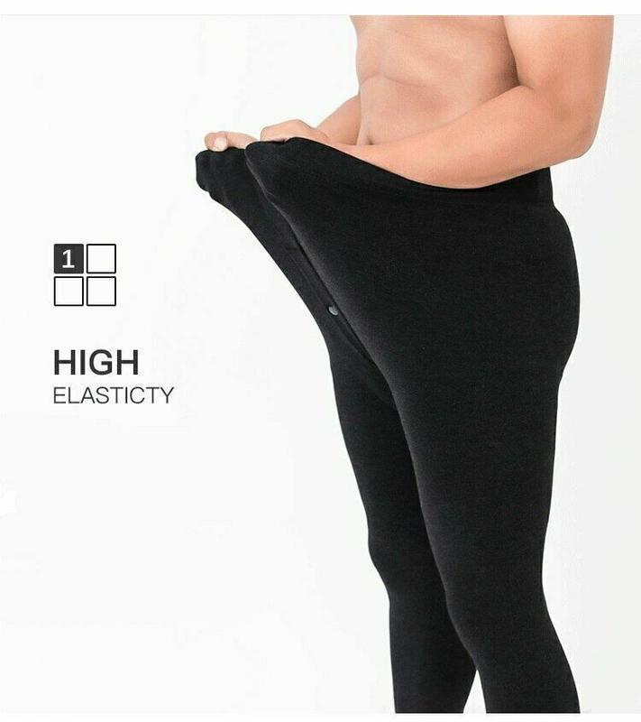 Winter Mens Fleece Lined Elastic Warm Thermal Long Johns Legging Underwear Pants