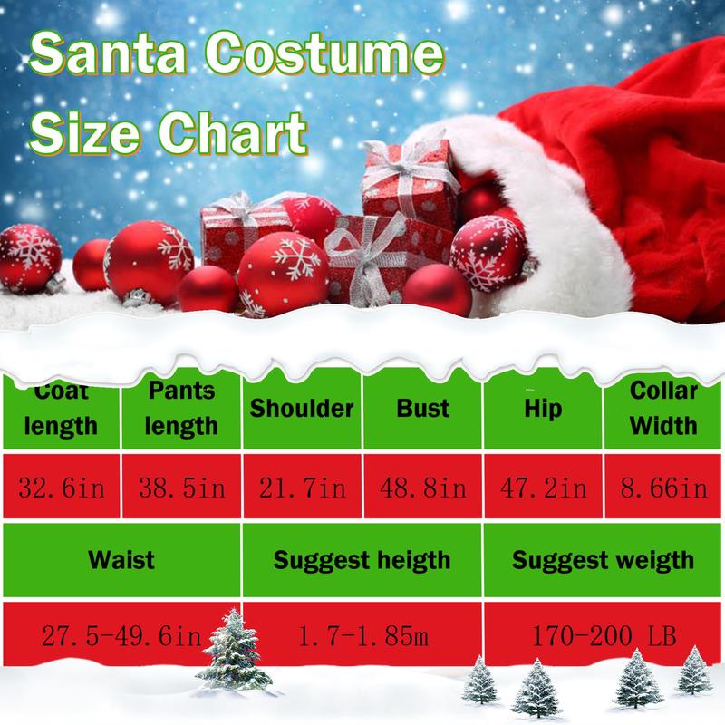 Santa Claus Costumes Santa Suit With Beards Hat Boots Christmas Santa Outfit Set for Men Adults for Party Xmas Holiday