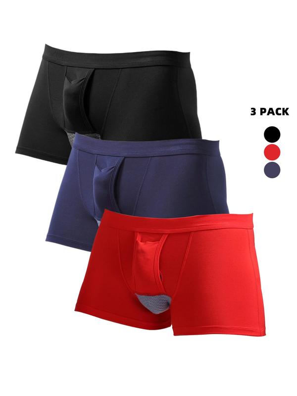 Men's Plain Cut Out Boxer Brief, Casual Comfy Breathable Underwear for Daily Wear, Men Underwear for All Seasons