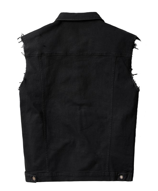 JYG Denim Vest Jacket for Men Fashion Stretchy Trucker Sleeveless Jean Outerwear