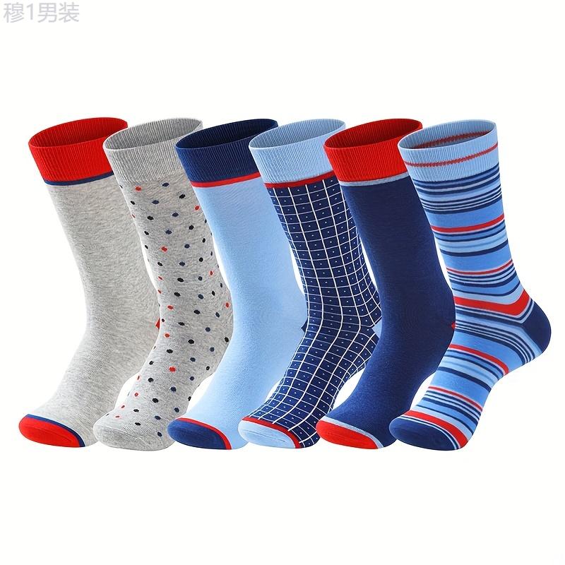 6 Pairs of Premium Men's Casual Business Socks - Ultra-Breathable, Comfy Crew Socks with Arch Support, Moisture-Wicking, and Anti-Odor Properties for Spring and Autumn - Stylish Dress Socks for Work, Formal Occasions, and Everyday Wear Fabric Menswear