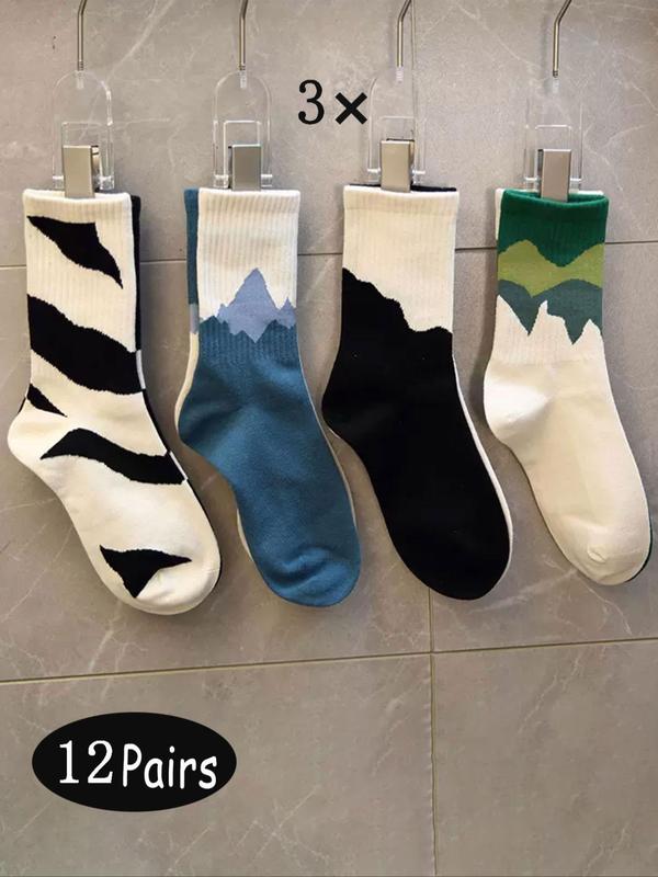 Men's Colorblock Crew Socks, Casual Comfy Mid Tube Socks for Daily Outdoor Wear, Fashion Socks for Men, Menswear, Comfort Menswear for All Seasons