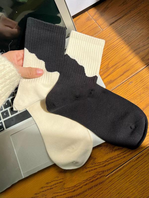 Men's Colorblock Crew Socks, Casual Comfy Mid Tube Socks for Daily Outdoor Wear, Fashion Socks for Men, Menswear, Comfort Menswear for All Seasons