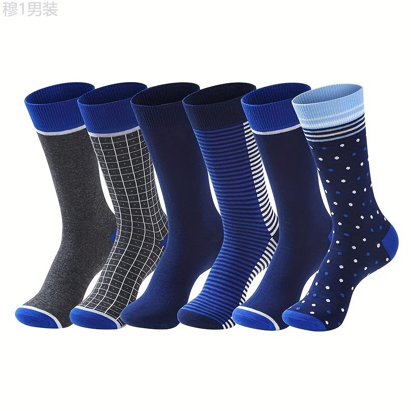 6 Pairs of Premium Men's Casual Business Socks - Ultra-Breathable, Comfy Crew Socks with Arch Support, Moisture-Wicking, and Anti-Odor Properties for Spring and Autumn - Stylish Dress Socks for Work, Formal Occasions, and Everyday Wear Fabric Menswear