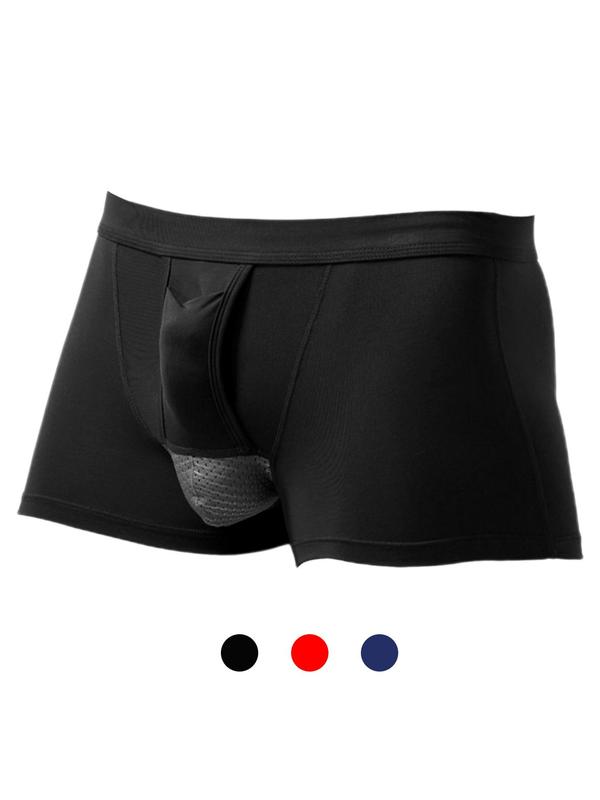 Men's Plain Cut Out Boxer Brief, Casual Comfy Breathable Underwear for Daily Wear, Men Underwear for All Seasons