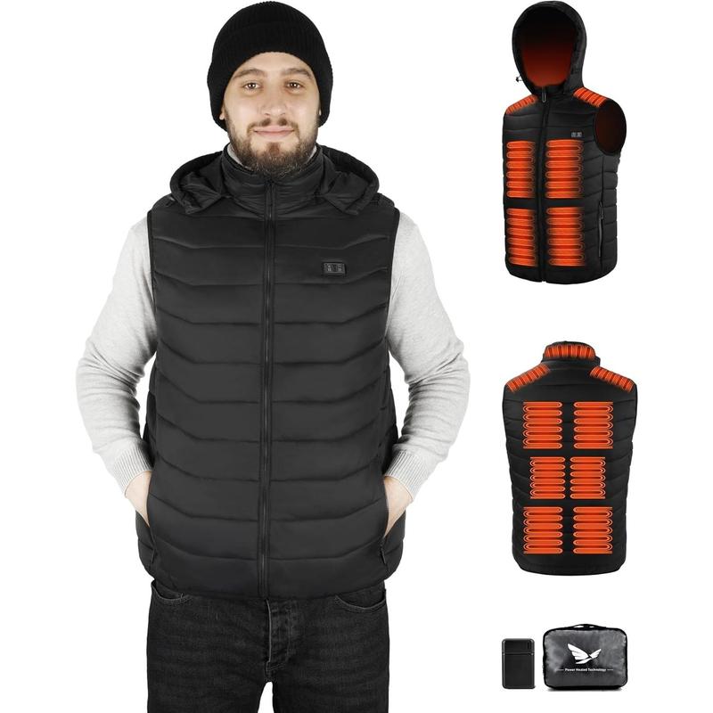 Heated Vest for Men and Women with 10000mAh ΒATTERY Pack, Lightweight Men's Heated Vest with Detachable Hood Hunting