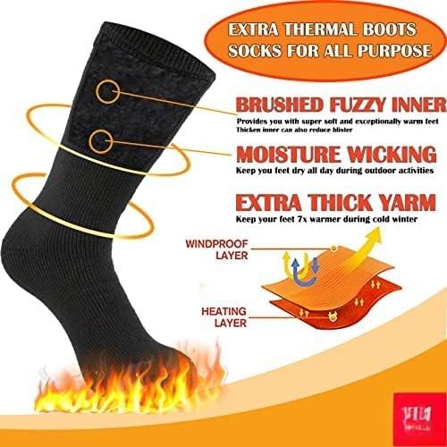 Men's Winter Thermal Boot Thick Insulated Heated  Crew Socks 3 6 Pairs for Cold Weather Outdoor Activities