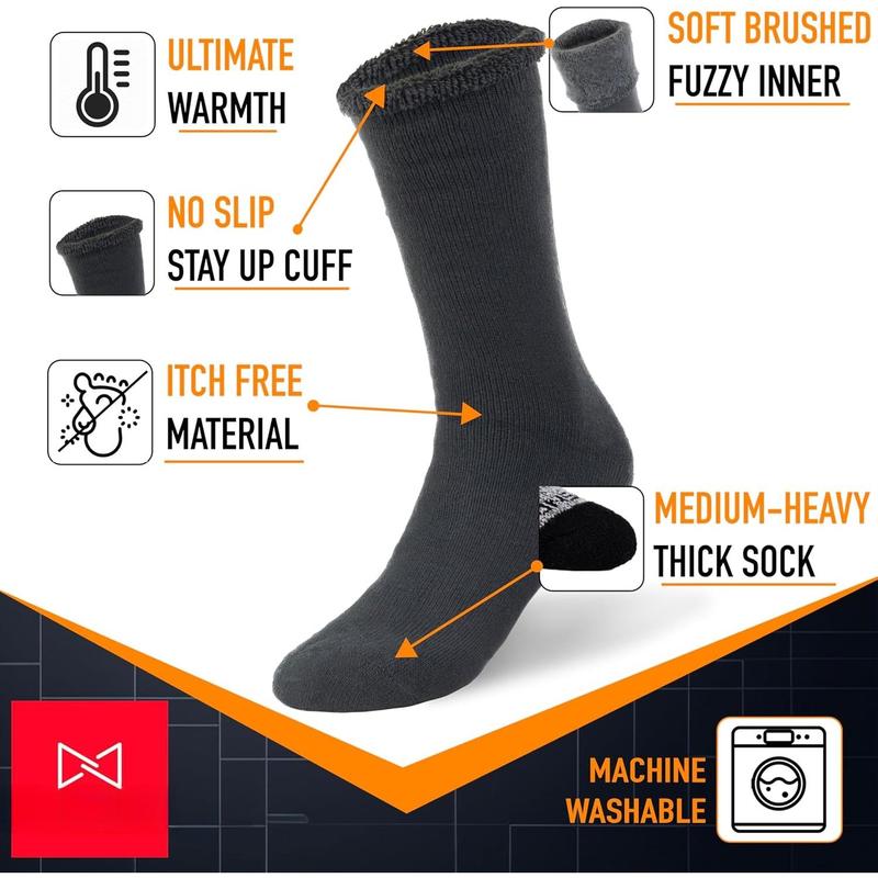 Men's Winter Thermal Boot Thick Insulated Heated  Crew Socks 3 6 Pairs for Cold Weather Outdoor Activities