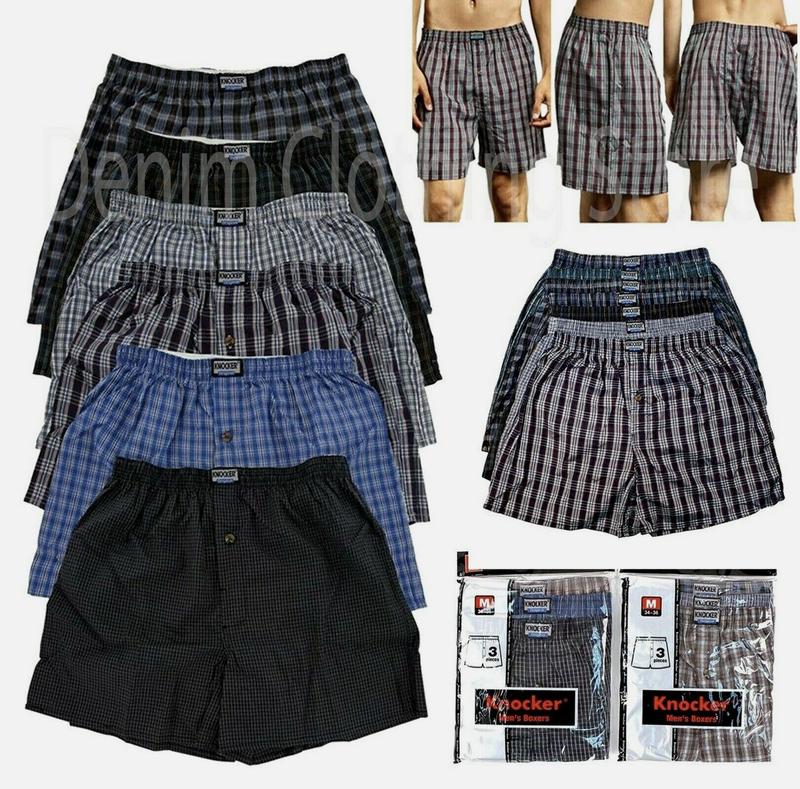 Men Knocker Boxer Trunk 3 6 12 Pack Lot Plaid Shorts Checkered Underwear Briefs Menswear