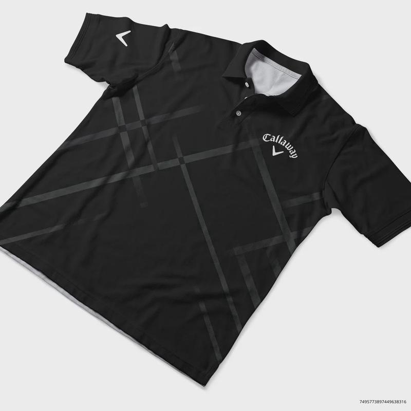 Brand Callaway Black Sport Short Polo Shirt All Over Prints