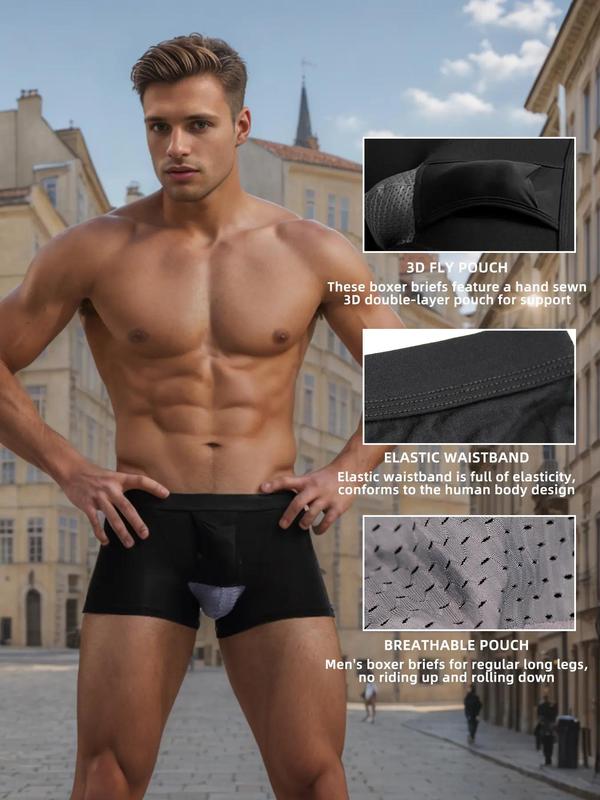 Men's Plain Cut Out Boxer Brief, Casual Comfy Breathable Underwear for Daily Wear, Men Underwear for All Seasons