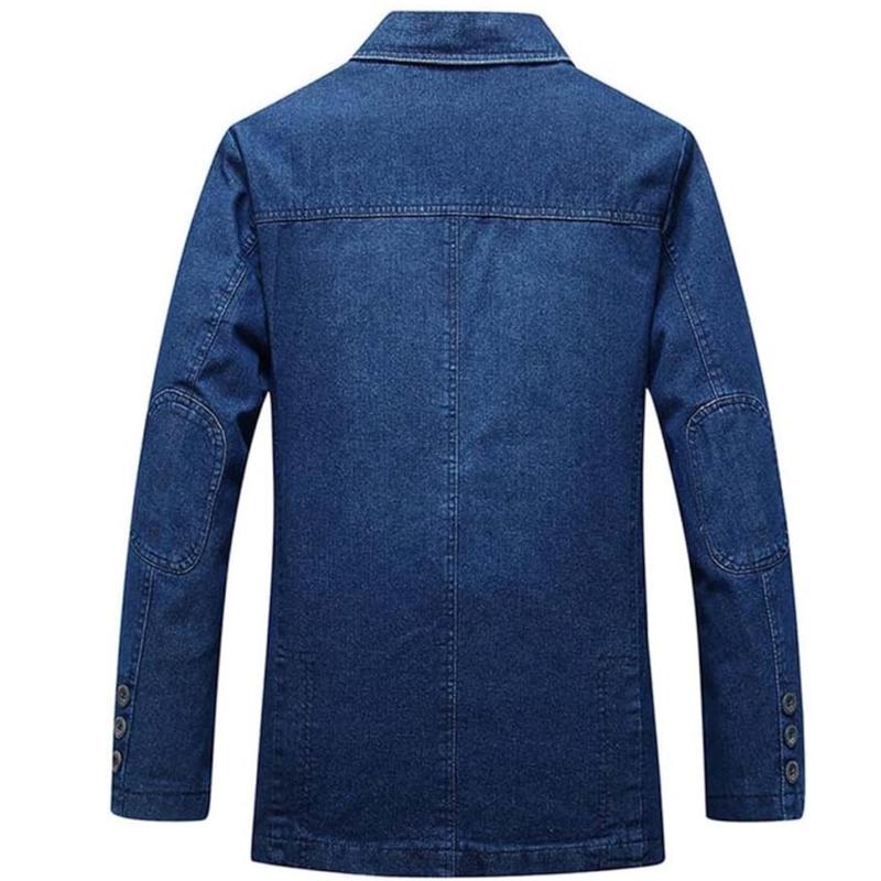 Slim Fit Men's Denim Blazer Jacket for Spring and Autumn - Overalls, Menswear