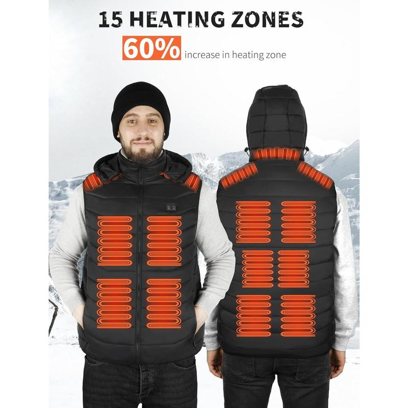 Heated Vest for Men and Women with 10000mAh ΒATTERY Pack, Lightweight Men's Heated Vest with Detachable Hood Hunting