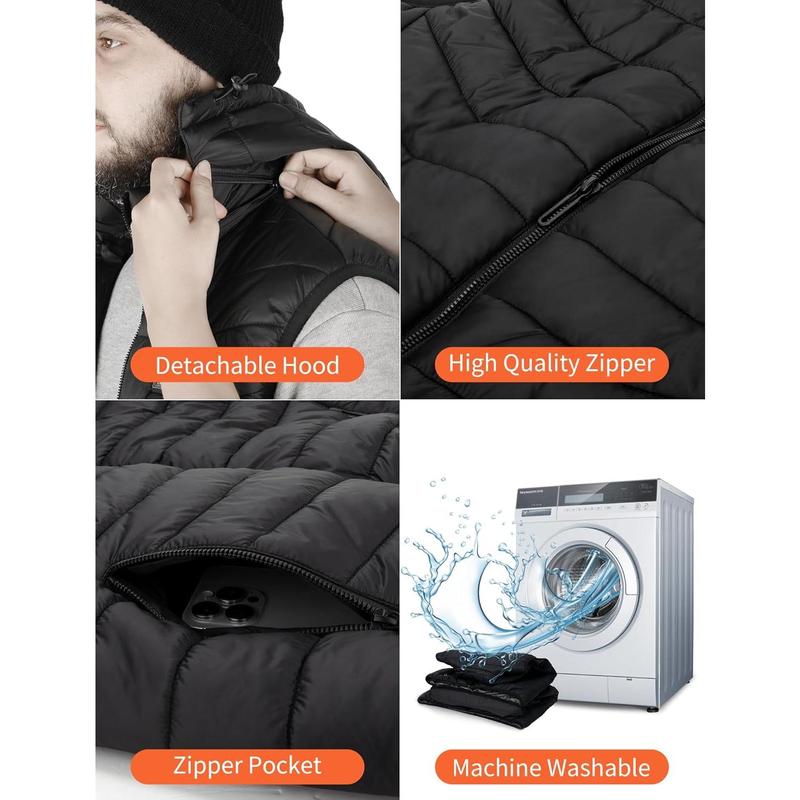 Heated Vest for Men and Women with 10000mAh ΒATTERY Pack, Lightweight Men's Heated Vest with Detachable Hood Hunting